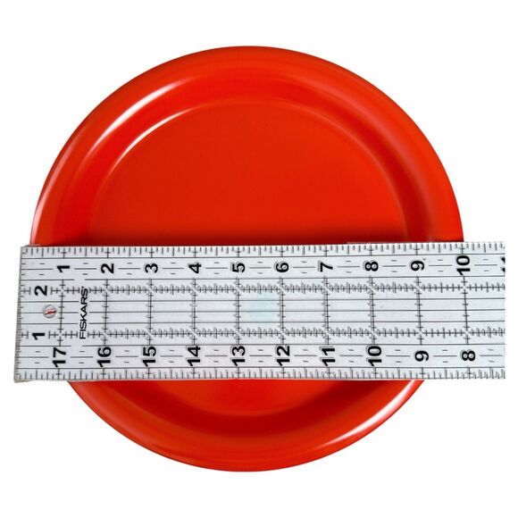 Ingrid Ltd Chicago Vintage Melamine Dinner Plates Red Orange 10.5" Set of 4 MCM - Picture 3 of 9